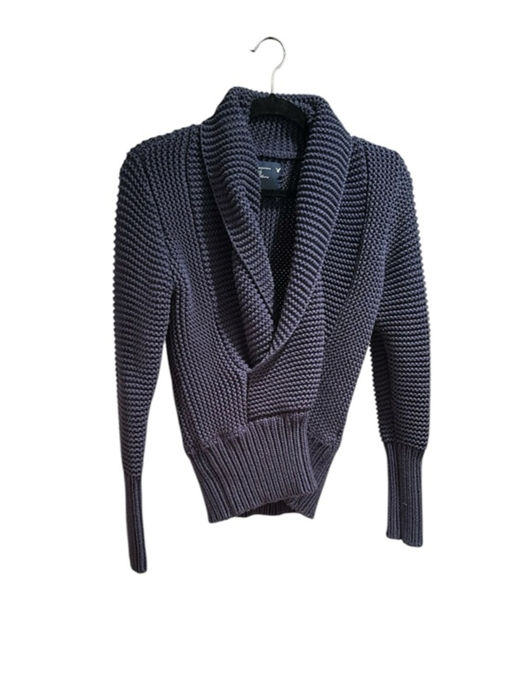 American Eagle Women's Navy Shawl Collar Sweater